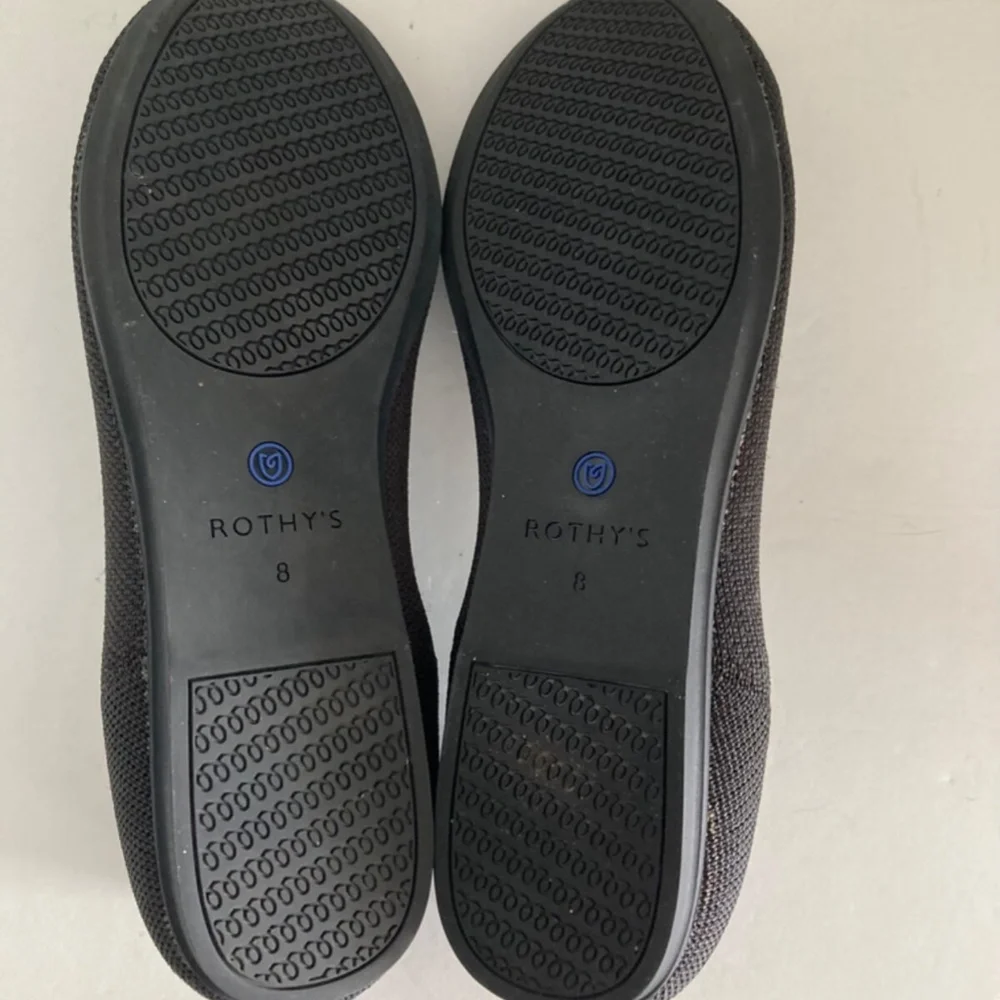 Rothy's Women Shoes The Flat Slip-On Round Toe Classic Black Ballet Flat 8 EUC